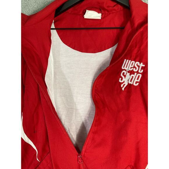 Vintage West Side Red Varsity Track Jacket Men's Size L Casual‎ Zip-Up - Picture 10 of 11